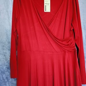 Striking Red Meaeor V-Neck Dress, XXL, Evening Wear, Red Party Dress, 18-20W